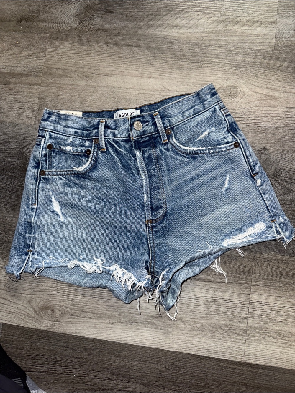 AGOLDE cut off denim jean shorts